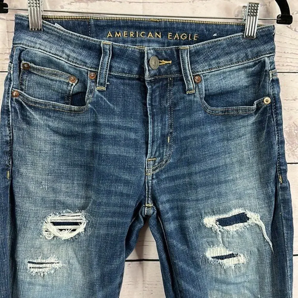 American Eagle Jeans Mens 28X30 Next‎ Level Flex Slim Distressed Rips Stretch